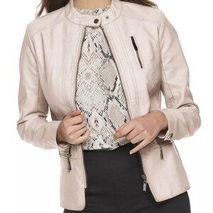 Apt. 9 White Faux Leather Moto Biker Jacket Women’s XL